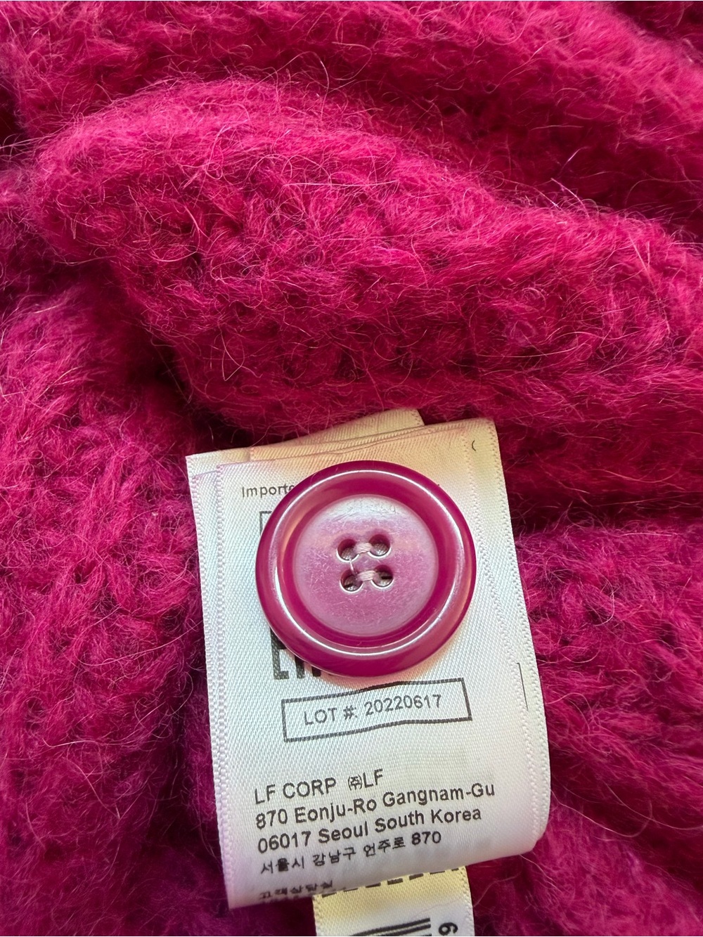 ba&sh Fuchsia Chunky Knit Button-Front Cardigan - Picture 6 of 6